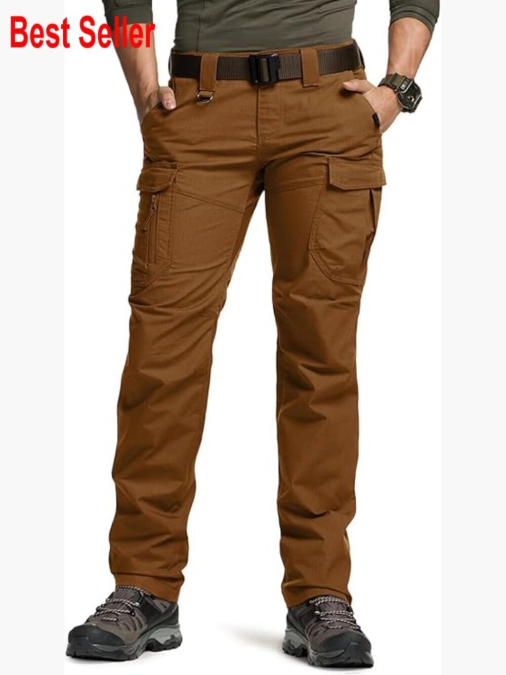 Flex Stretch Tactical Pants, Water Resistant Ripstop Cargo Work Pants